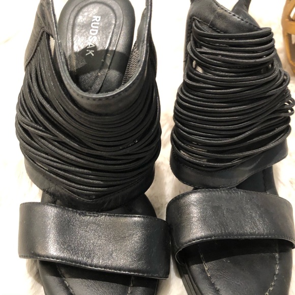 RUDSAK classy black leather heels peep toe - Picture 2 of 7